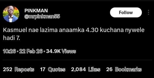 Pinkman mipinkman55 follow kasmuel nae lazima anaamka 4.30 kuchana nywele hadi 7