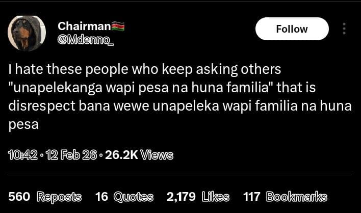 Chairman mdenno_ follow ihate these people who keep asking others unapelekanga w