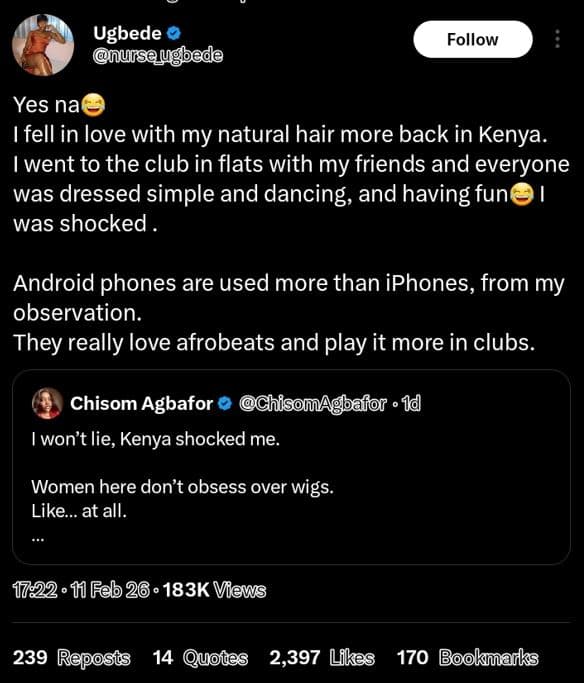 Ugbede nursougbade follow yes na fell in love with my natural hair more back in