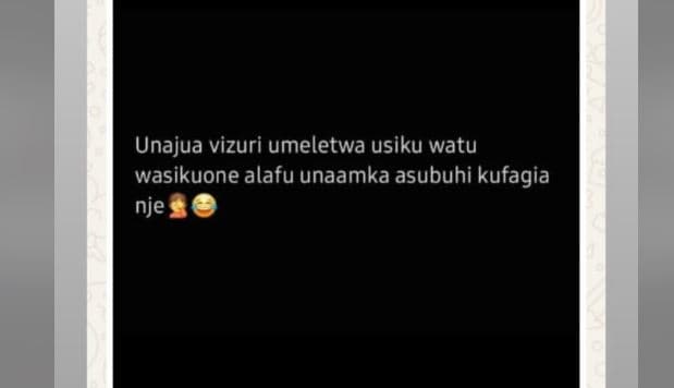 Unajua vizuri umeletwa usiku watu wasikuone alafu unaamka asubuhi kufagia nje