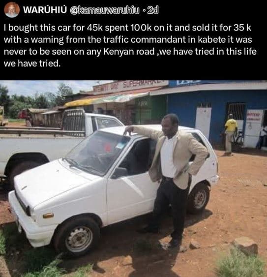 Waruhiu kamauwaruhiy 2d bought this car for 45k spent 1ook on it and sold it for