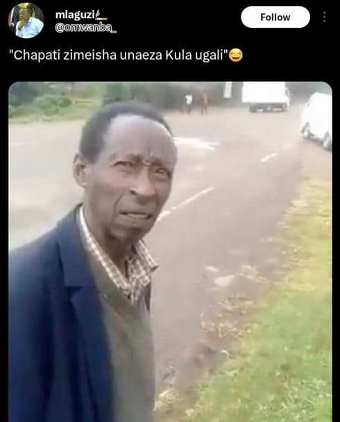 Mlaguzi ! mwanba follow chapati zimeisha unaeza kula ugali