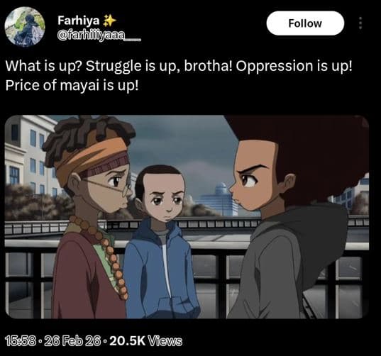 Farhiya ahiiyaa follow what is up? struggle is up, brotha! oppression is up! pri