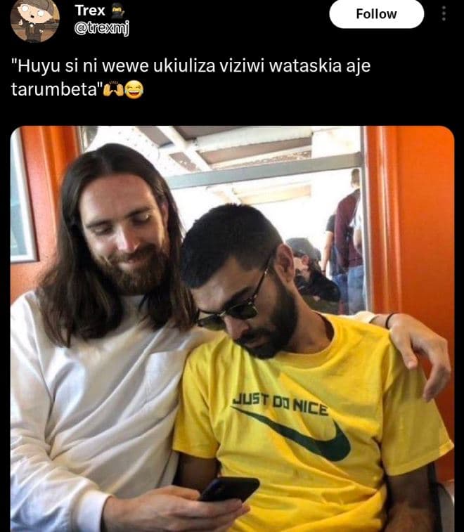 Trex texj follow huyu si ni wewe ukiuliza viziwi wataskia aje tarumbeta' just dj