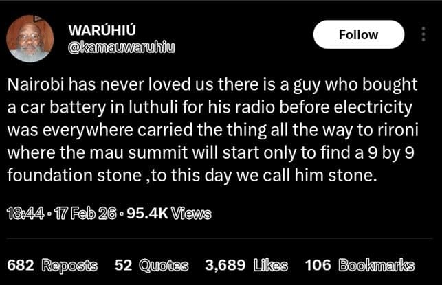 Waruhiu kamauwaruhiu follow nairobi has never loved us there is a guy who bought