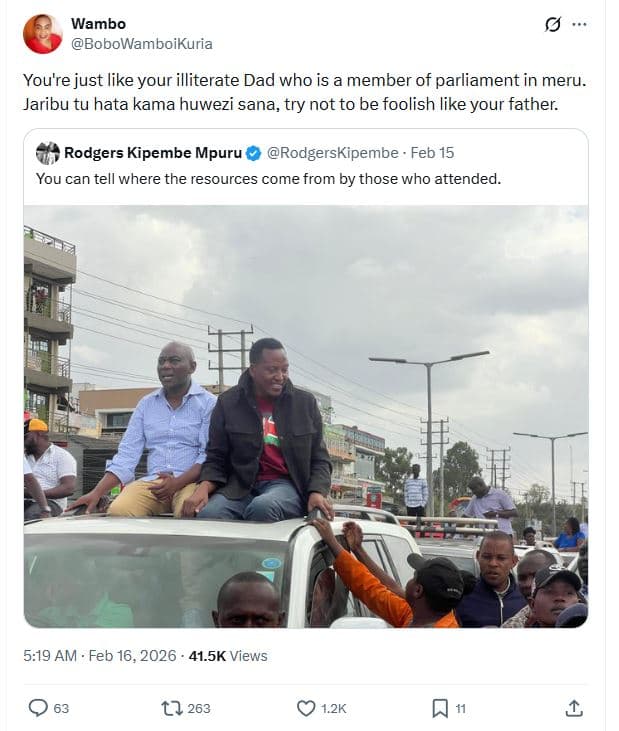 Wambo bobowamboikuria you're just like your illiterate dad who is a member of pa