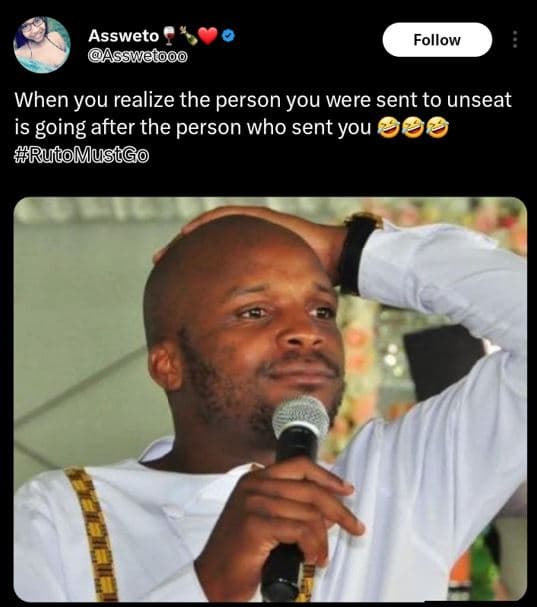 Assweto isswetooo follow when you realize the person you were sent to unseat is