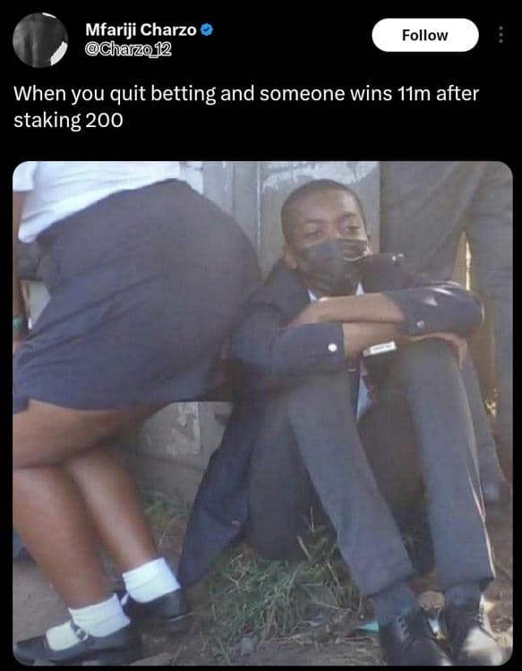 Mfariji charzo charzo12 follow when you quit betting and someone wins 11m after