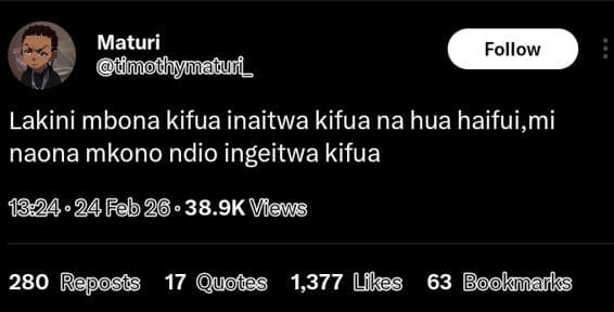 Maturi dmothymatui_ follow lakini mbona kifua inaitwa kifua na hua haifui,mi nao
