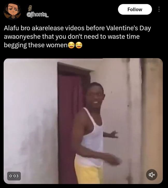 Follow sfhonte alafu bro akarelease videos before valentine's day awaonyeshe tha