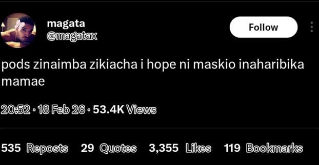 Magata ma tak follow pods zinaimba zikiacha i hope ni maskio inaharibika mamae 1