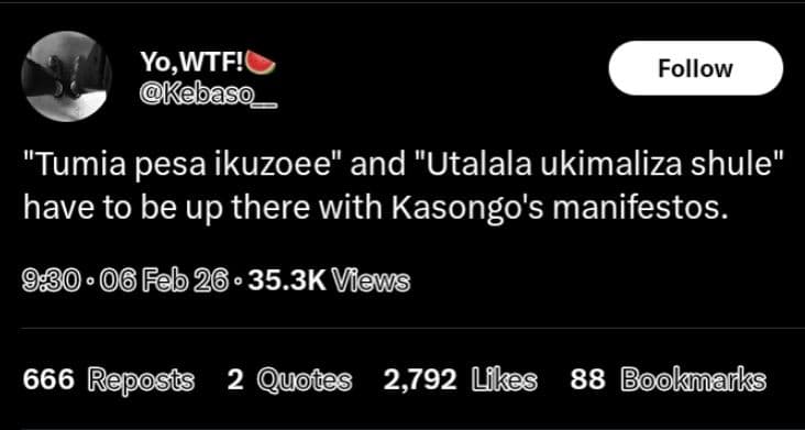 Yo wtf!c kebaso follow tumia pesa ikuzoee and utalala ukimaliza shule have to be