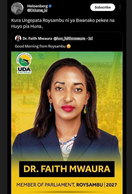 Heisenberg dduuam subscribe kura ungepata roysambu ni ya bwanako pekee na huyo p