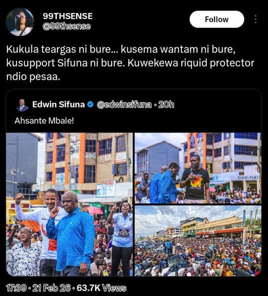 99thsense tsense follow kukula teargas ni bure_ kusema wantam ni bure kusupport