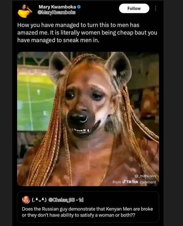 Mary kwamboka maryliwamboks follow how you have managed to turn this to men has