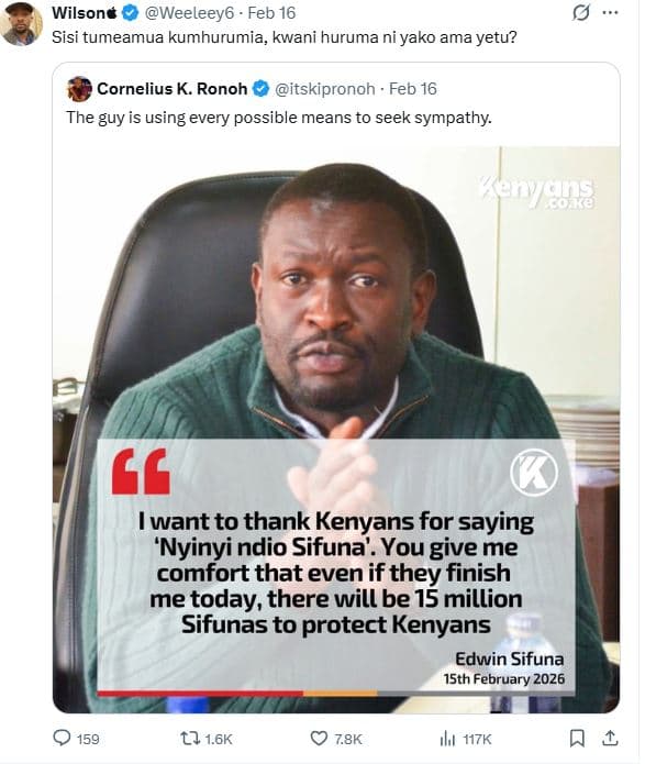 Wilsont weeleey6 feb 16 sisi tumeamua kumhurumia kwani huruma ni yako ama yetu?