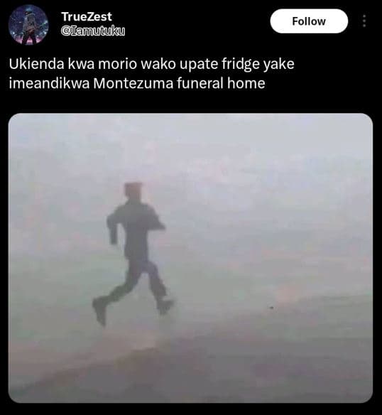 Truezest amutuku follow ukienda kwa morio wako upate fridge yake imeandikwa mont