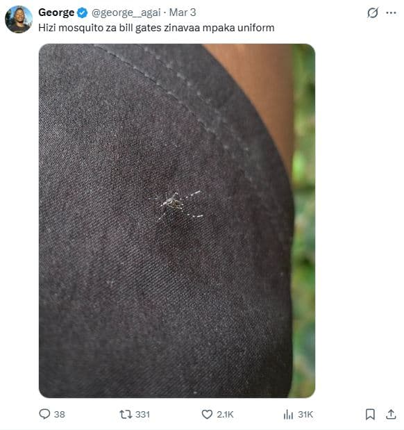 George george_agai mar 3 hizi mosquito za bill gates zinavaa mpaka uniform tl 33