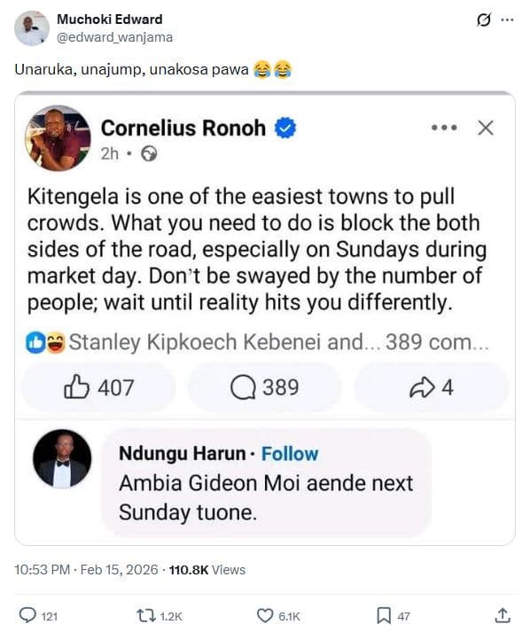 Muchoki edward edward_wanjama unaruka, unajump unakosa pawa cornelius ronoh 2h k