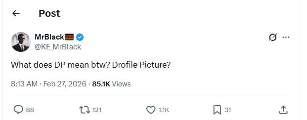 Post mrblacki ke_mrblack what does dp mean btw? drofile picture? 8.13 am . feb 2