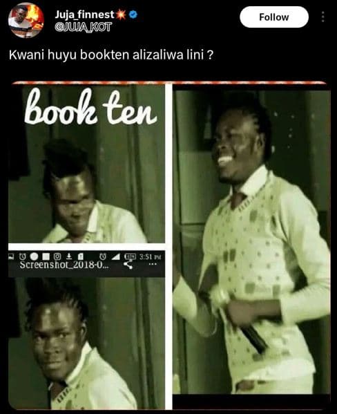Juja_finnest jua kot follow kwani huyu bookten alizaliwa lini ? book en _ screen