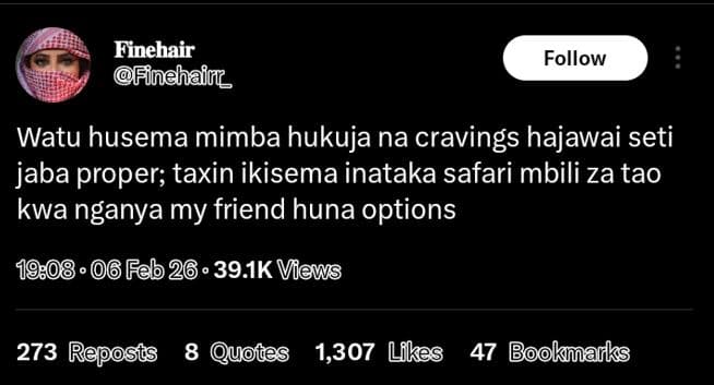 Finehair finehain follow watu husema mimba hukuja na cravings hajawai seti jaba