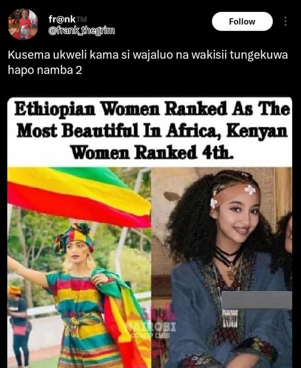 Frnktm frankfhegfm follow kusema ukweli kama si wajaluo na wakisii tungekuwa hap