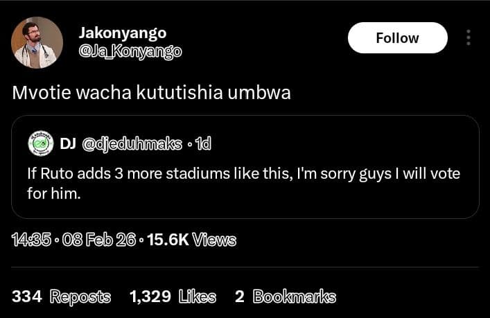 Jakonyango konyang follow mvotie wacha kututishia umbwa dj djeduhmaks 1d if ruto