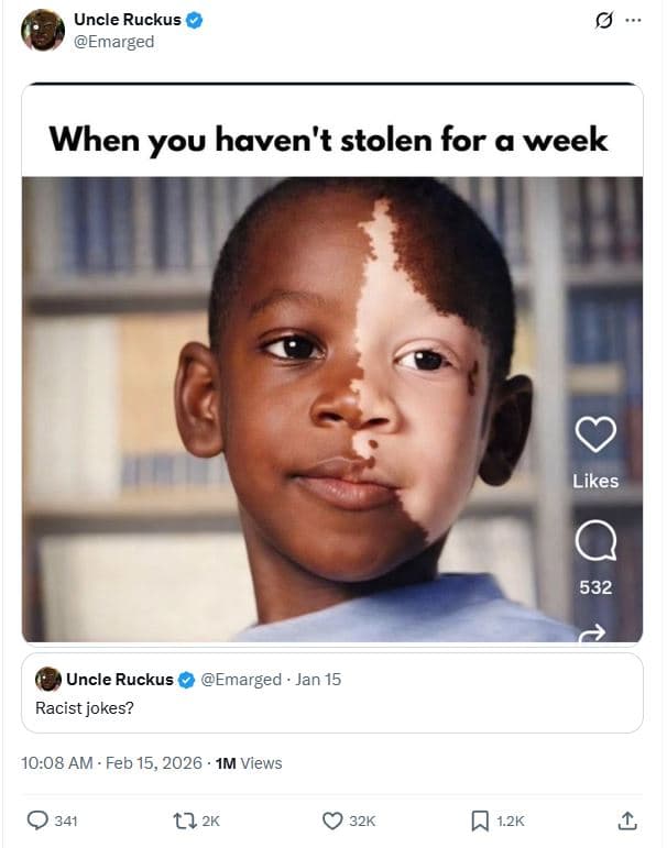 Uncle ruckus emarged when you haven't stolen for a week likes 532 uncle ruckus r