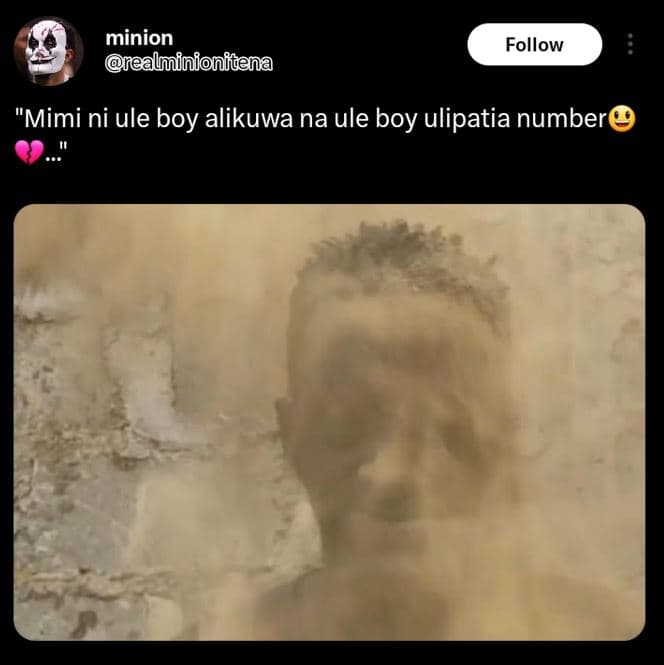 Minion ealminionitena follow mimi ni ule boy alikuwa na ule boy ulipatia number