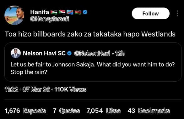Hanifa honeyfarsaf follow toa hizo billboards zako za takataka hapo westlands ne