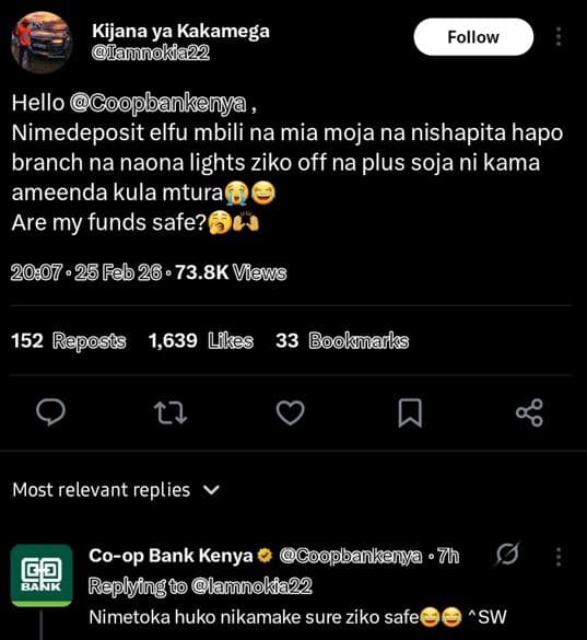 Kijana ya kakamega amnokia22 follow hello coopbankenya nimedeposit elfu mbili na