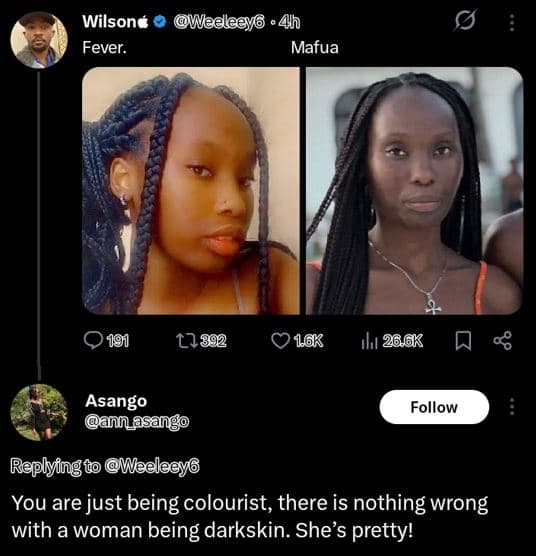 Wilsone fever. weeleey 4h mafua 191 16k ılu 285k 98 asango nnasango follow reply