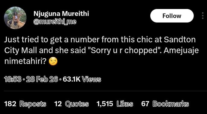 Njuguna mureithi murefthi_me follow just tried to get a number from this chic at