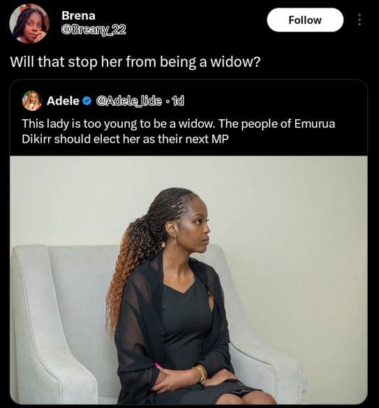 Brena bieany 22 follow will that stop her from being a widow? adele adele_lfde 1