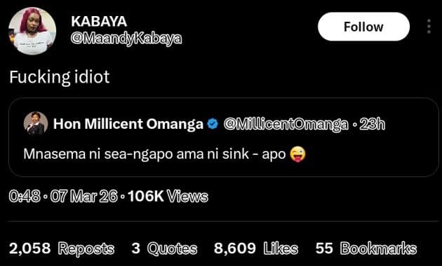 Kabaya maandykabaya follow fucking idiot hon millicent omanga millfcentomanga 23