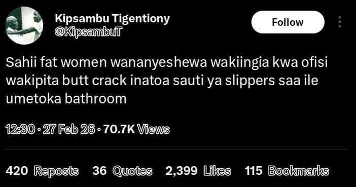 Kipsambu tigentiony kipsambut follow sahii fat women wananyeshewa wakiingia kwa