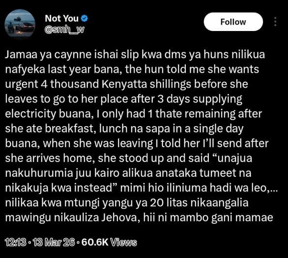 Not you smh w follow jamaa ya caynne ishai slip kwa dms ya huns nilikua nafyeka