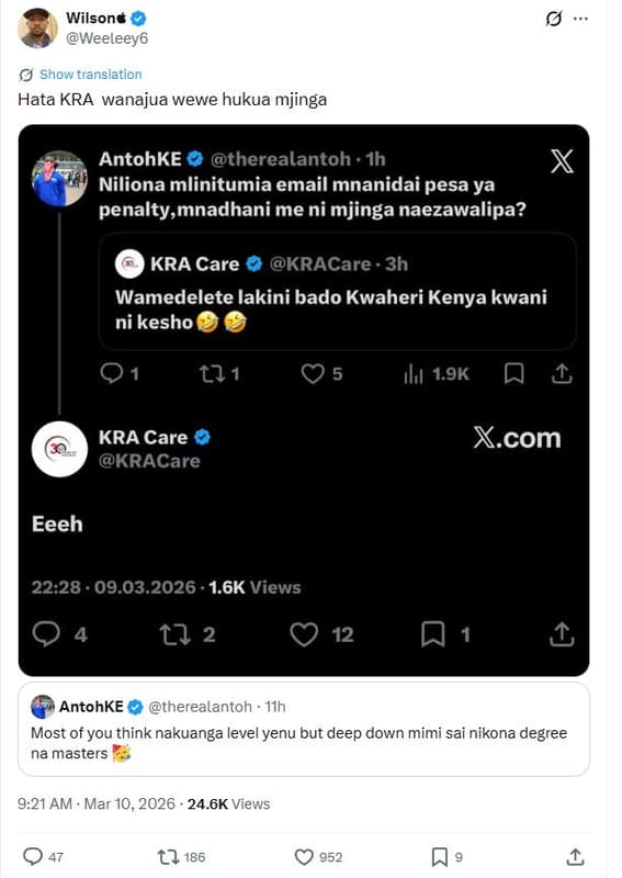 Wilsone weeleey6 show translation hata kra wanajua wewe hukua mjinga antohke the