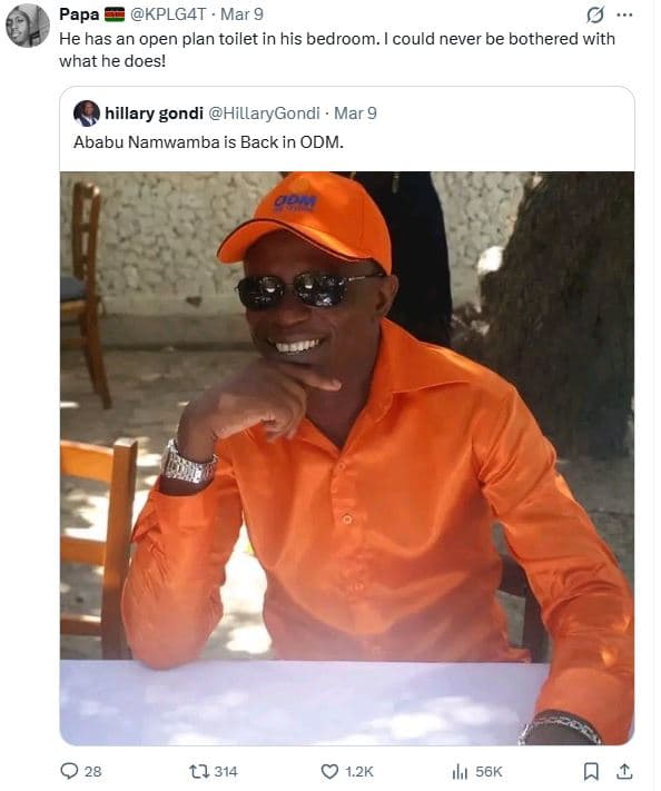 Papa kplgat mar 9 he has an open plan toilet in his bedroom could never be bothe