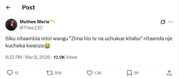 Post muthee moris thee_cic siku nitaambia mtoi wangu zima hio tv na uchukue kita