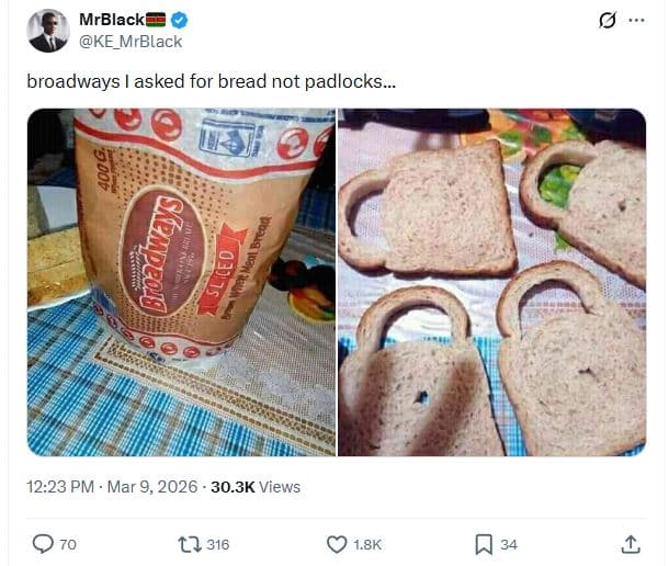 Mrblack ke_mrblack broadways i asked for bread not padlocks_ 12.23 pm mar 9, 30.