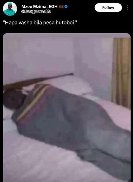 Mzee mzima , egh ustgnemeke follow hapa vasha bila pesa hutoboi