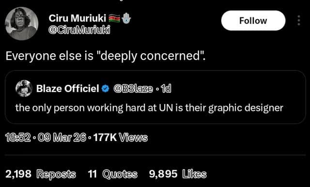 Ciru muriuki cinumurfuki follow everyone else is deeply concerned blaze officiel