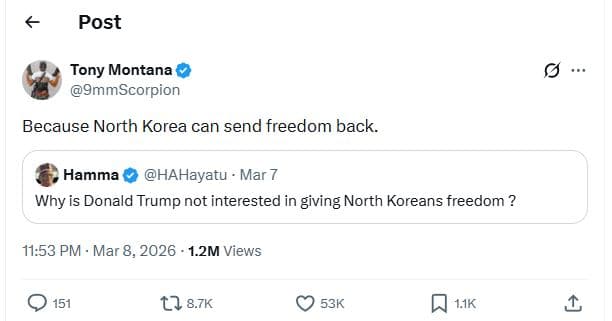 Post tony montana 9mmscorpion because north korea can send freedom back. hamma h