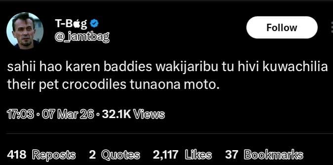 Tbág famdbag follow sahii hao karen baddies wakijaribu tu hivi kuwachilia their