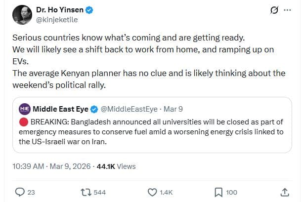 Dr. ho yinsen kinjeketile serious countries know what's coming and are getting r