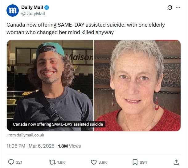 Daily mail dailymail canada now offering sameday assisted suicide with one elder