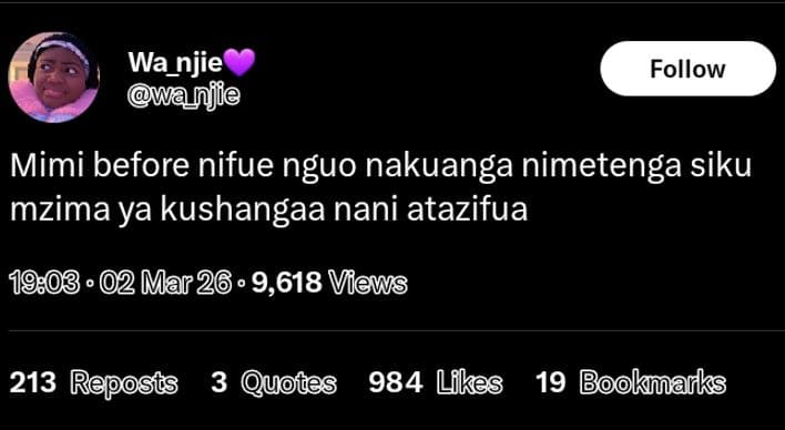 Wa_njie wa injie follow mimi before nifue nguo nakuanga nimetenga siku mzima ya