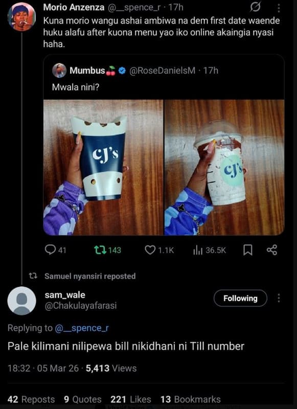 Morio anzenza _spence_r 17h kuna morio wangu ashai ambiwa na dem first date waen